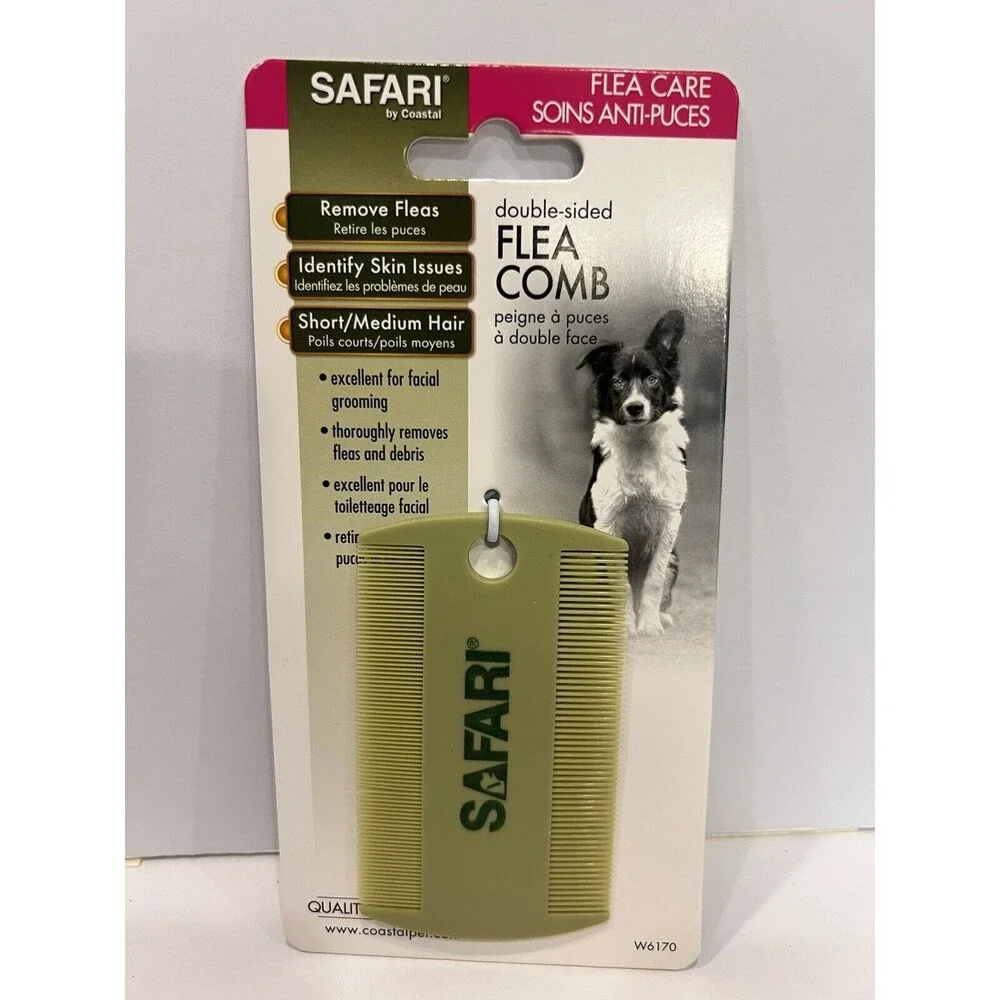 Safari brand DOUBLE-SIDED FLEA COMB For dog cat grooming To find & remove fleas